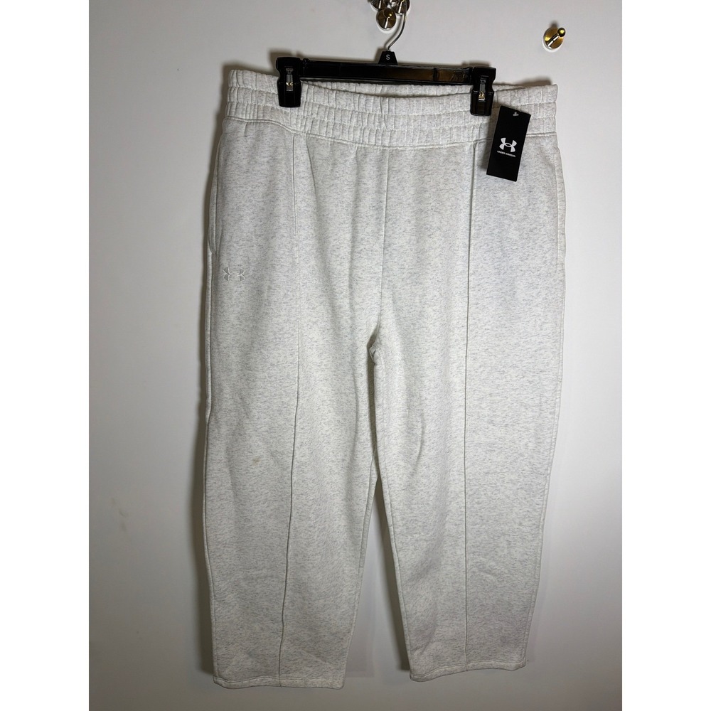 Under Armour Womens Rival Fleece Pintuck Ankle Pants Gray Heather XL 1379308-023